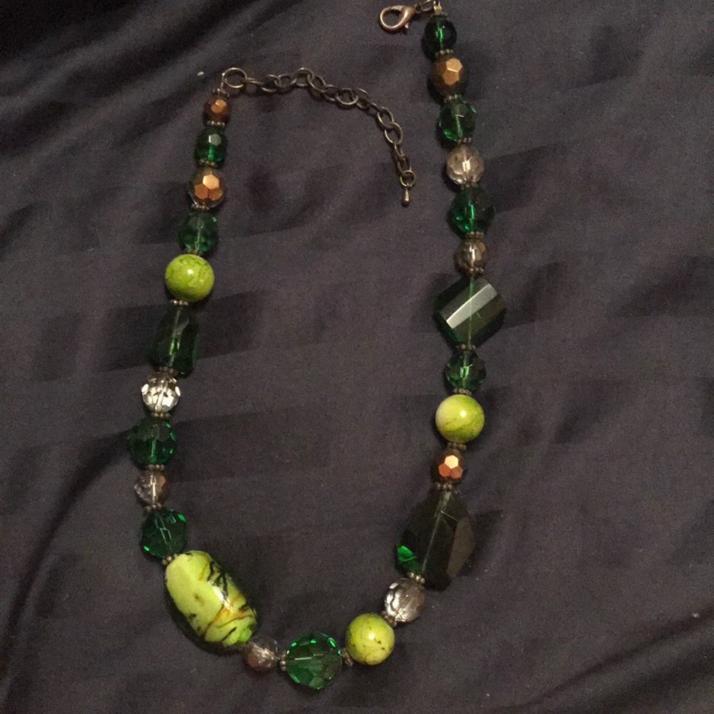 Asymmetrical Green Stone Necklace